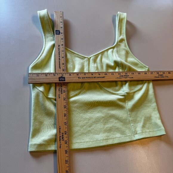 Aerie Cropped Corset Tank Top XXL Lime Green Ribbed Stretch - Picture 5 of 10